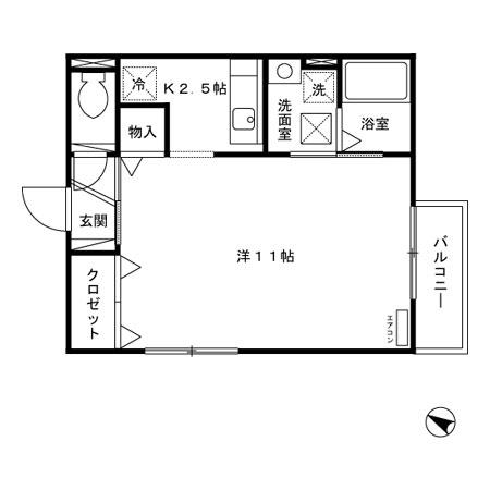 リビングタウン西都B(1K/1階)の間取り写真