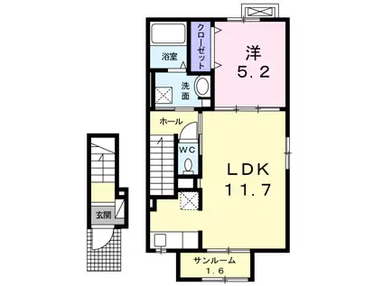 エルンテ(1LDK/2階)の間取り写真