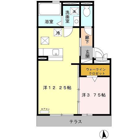 ユニステイ弐番館(1LDK/1階)の間取り写真