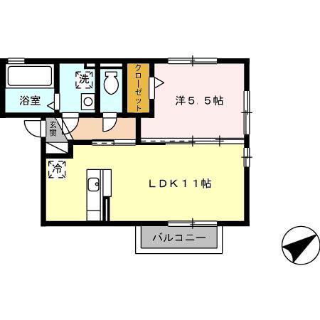 プリモ ヴィータ(1LDK/2階)の間取り写真