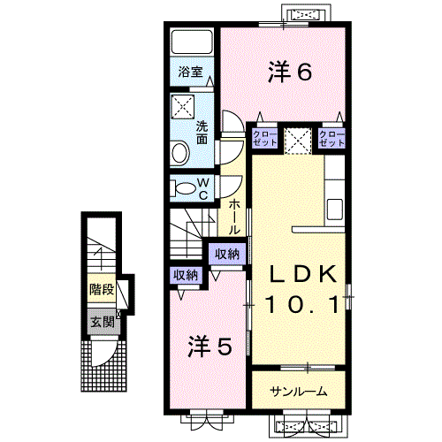 フォルトゥーナ(2LDK/2階)の間取り写真