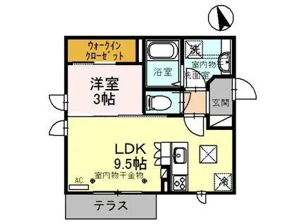 ゼフィール(1LDK/1階)の間取り写真