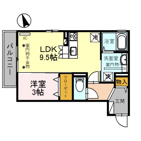 ゼフィール(1LDK/3階)の間取り写真