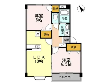 西田アリュミエールメゾン B棟(2LDK/2階)の間取り写真