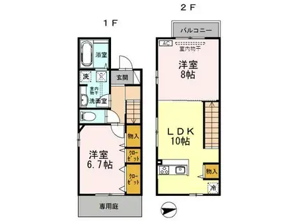 グラナート　Ｃ(2LDK)の間取り写真