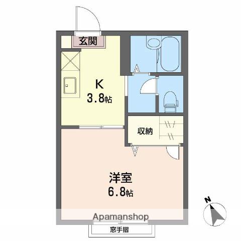 ひまわりはうす(1K/2階)の間取り写真