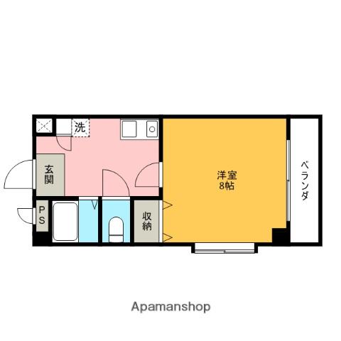 グリーンヒルタガミ(1K/3階)の間取り写真