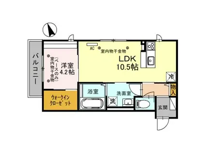 キューブ倉光(1LDK/2階)の間取り写真