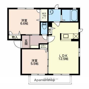 プリマクラッセ(2LDK/1階)の間取り写真