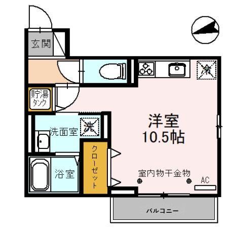 DーRESIDENCE長土塀Ⅱ(ワンルーム/1階)の間取り写真