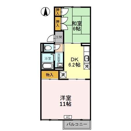 グリーンヴィラ御園(2DK/2階)の間取り写真