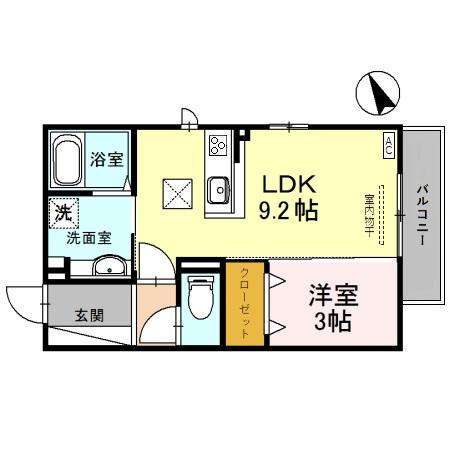 アネシス押野(1LDK/1階)の間取り写真