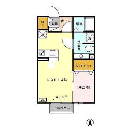 レゾン御園(1LDK/2階)の間取り写真