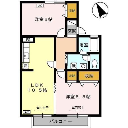 セジュール24 B(1LDK/1階)の間取り写真