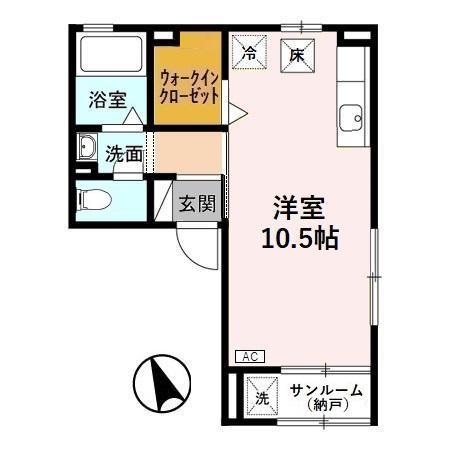 パルムドール01(ワンルーム/1階)の間取り写真