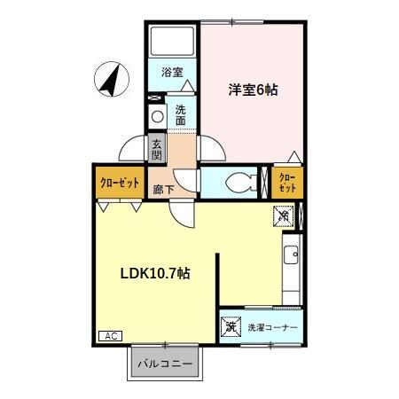 リモーネ(1LDK/2階)の間取り写真