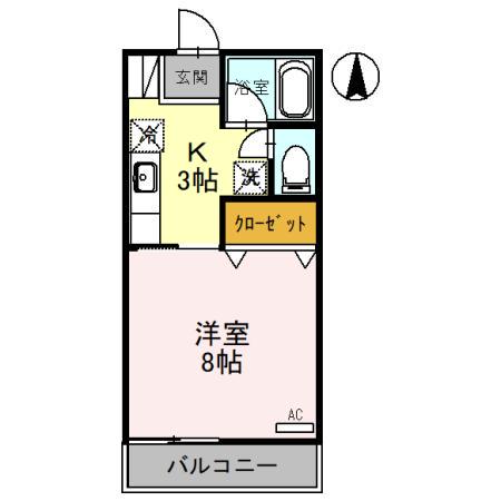 カンパーニュ(1K/2階)の間取り写真
