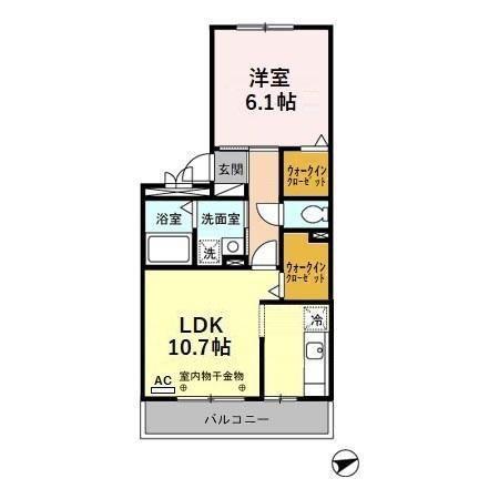 フローラ(1LDK/2階)の間取り写真