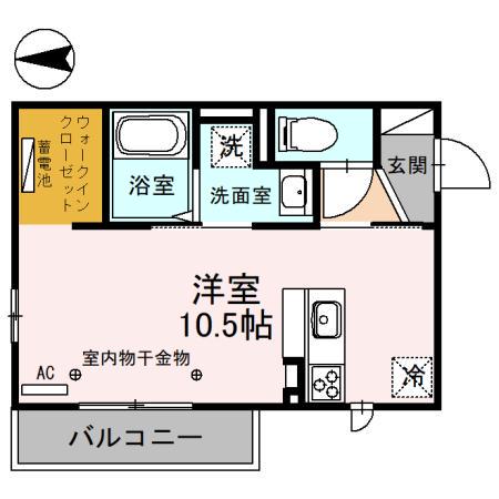 メルヴェイユ彦三(ワンルーム/3階)の間取り写真