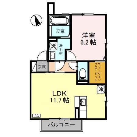 リージェントスクエア A(1LDK/2階)の間取り写真