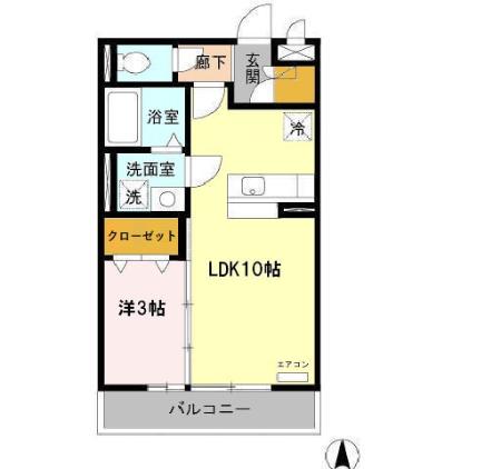 ＩＲいしかわ鉄道 金沢駅 バス乗車時間：38分 西野々市バス停で下車 徒歩5分 3階建 築19年(1LDK/2階)の間取り写真
