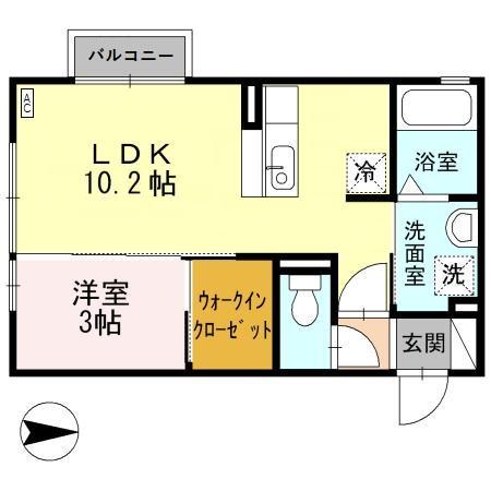 OLIVEK(1LDK/2階)の間取り写真