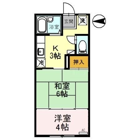 リバーサイドKM(2K/1階)の間取り写真