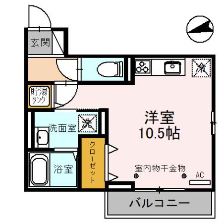 DーRESIDENCE長土塀Ⅰ(ワンルーム/2階)の間取り写真