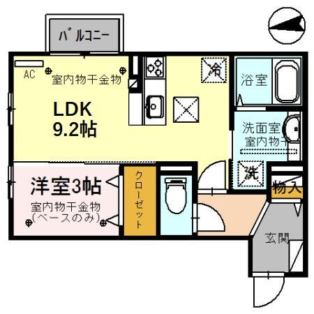 GRANCOSTAB棟(1LDK/1階)の間取り写真