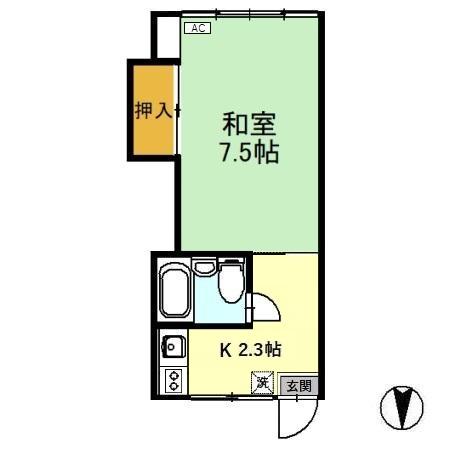 サンハイツ(1K/2階)の間取り写真