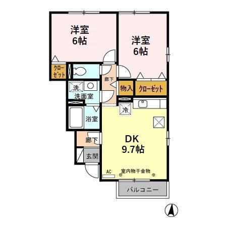 サニーコート・泉台B(2DK/1階)の間取り写真