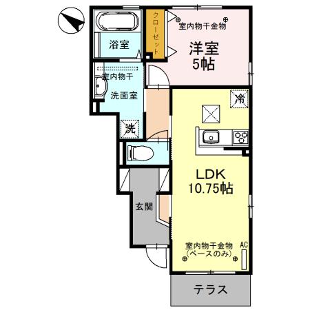 LIEⅤRE(1LDK/1階)の間取り写真