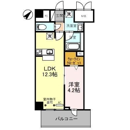 トライアンフけやき通(1LDK/3階)の間取り写真