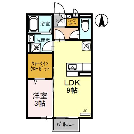 コッカースパニエル(1LDK/2階)の間取り写真