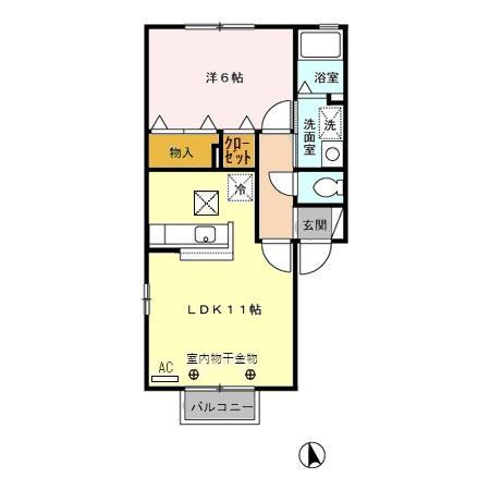 グラシュー・M(1LDK/1階)の間取り写真