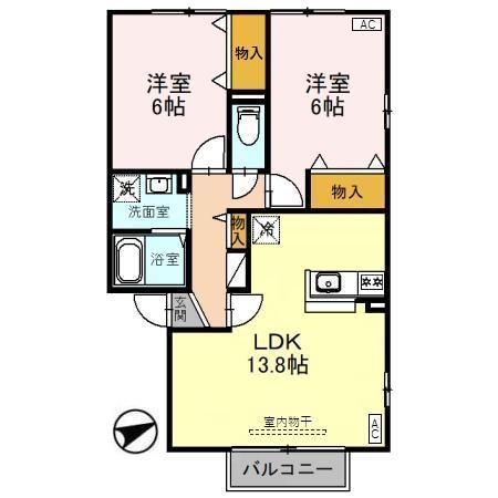 ソレアードB(2LDK/2階)の間取り写真