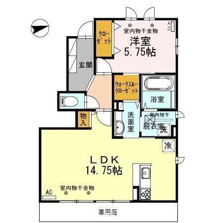シェモアクレアB棟(1LDK/1階)の間取り写真