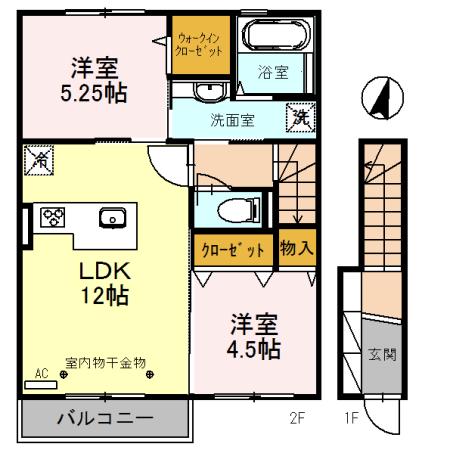 石川県金沢市 2階建 築7年(2LDK/2階)の間取り写真