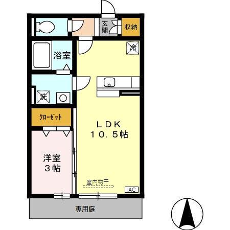 アドバンスS(1LDK/1階)の間取り写真