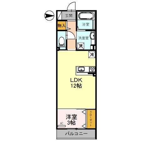 石川県金沢市 3階建 築6年(1LDK/3階)の間取り写真