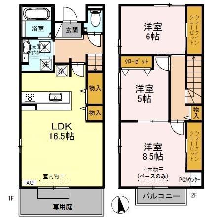 ユナフラーズ(3LDK/1階)の間取り写真