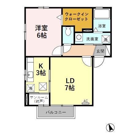 トゥールモンド・ボヌール(1LDK/1階)の間取り写真