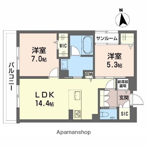 ポルターナⅠ(2LDK/1階)の間取り写真