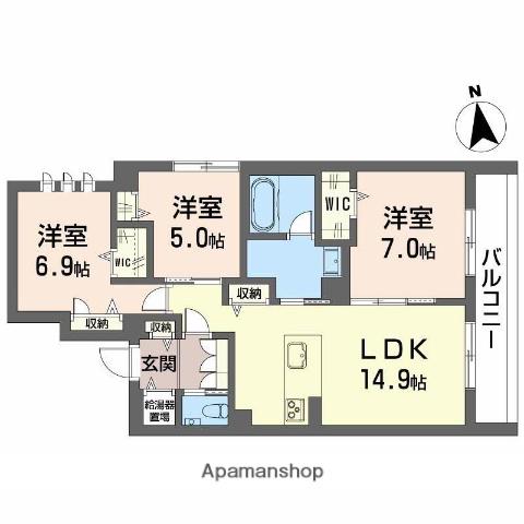 ポルターナⅠ(3LDK/2階)の間取り写真
