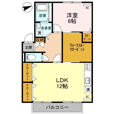 プレジールJ・M(1LDK/2階)の間取り写真