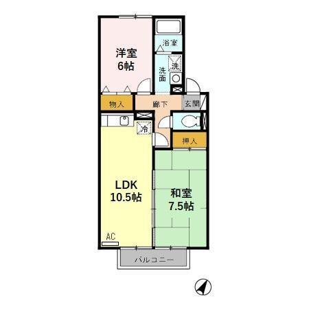 サザンクロス(2LDK/1階)の間取り写真