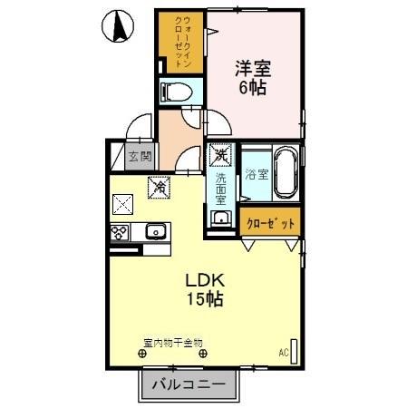 ルーエN.N(1LDK/1階)の間取り写真