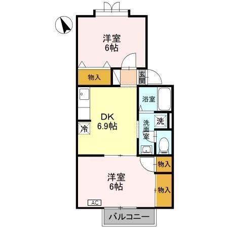 ロイヤルクレスト(2DK/2階)の間取り写真