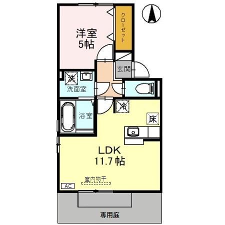エテルネルK(1LDK/1階)の間取り写真