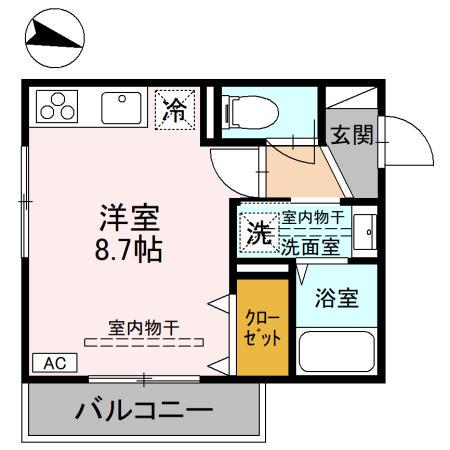 トリニティマーチ(ワンルーム/3階)の間取り写真